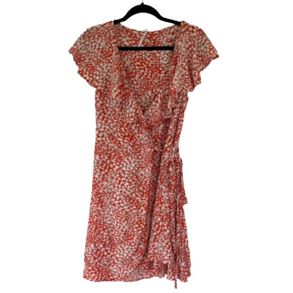 FREE PEOPLE | orange print wrap dress - Picture 6 of 8
